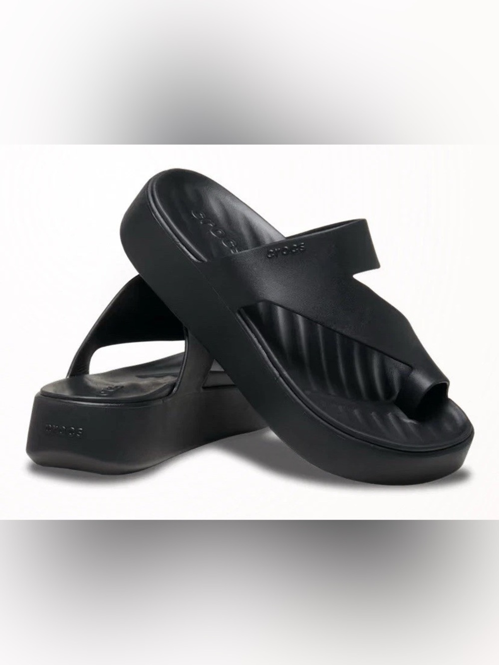 Crocs Getaway Platform Toe Loop Black Size 9 210834-001